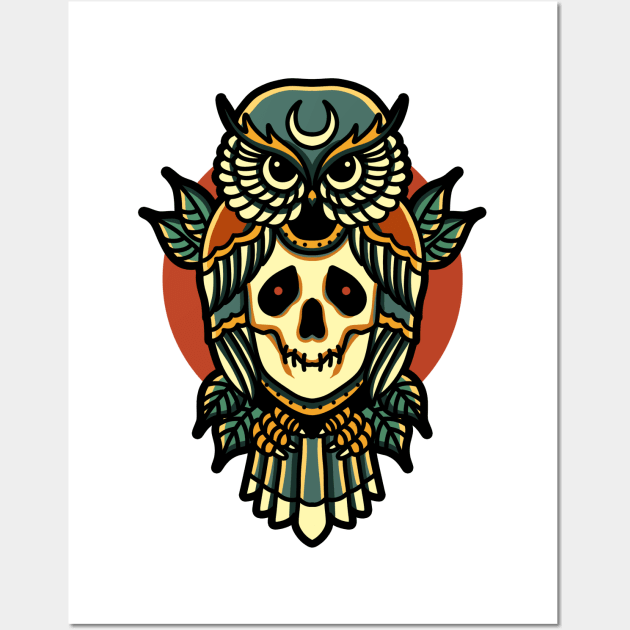 skull owl tattoo Wall Art by donipacoceng